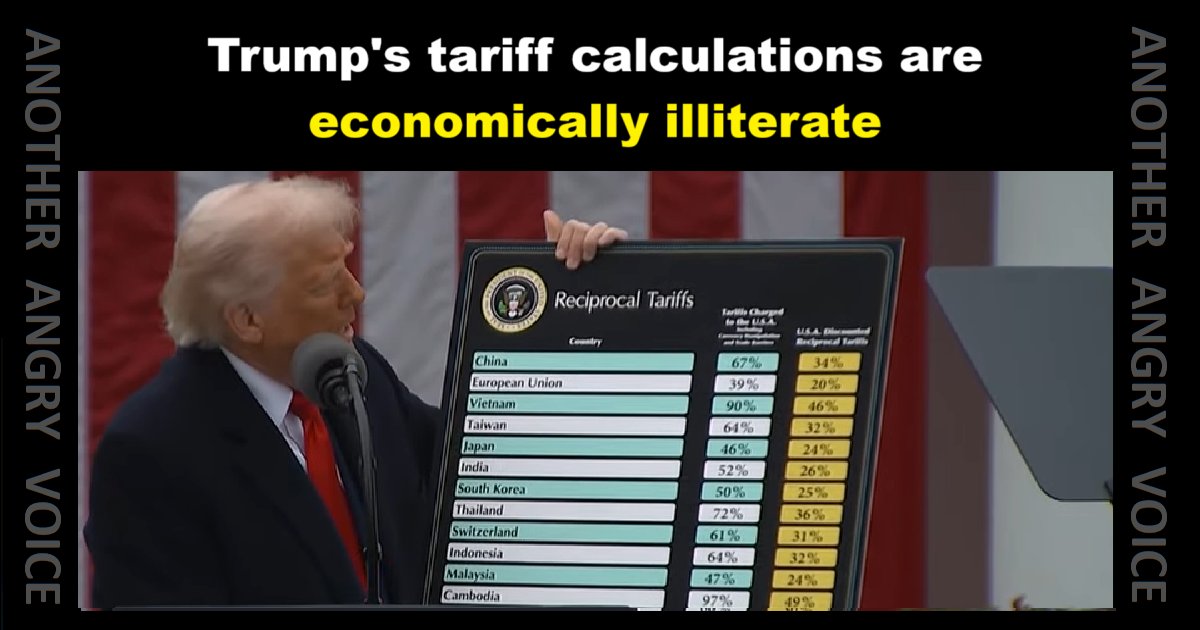 The methodology Trump has used to calculate the claimed tariffs other economies apply on US goods is utterly bizarre. 

It's an astonishing display of economic illiteracy from the leaders of the most powerful economy on the planet.

open.substack.com/pub/anotherang…