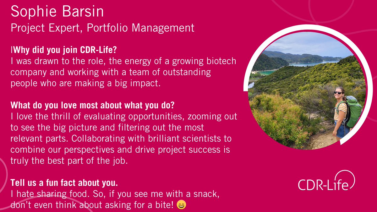 Say hello to Sophie Barsin, our Portfolio Management expert! Her unique perspective complements our scientists' expertise, creating a balanced approach that drives project success and helps guides promising research toward meaningful outcomes.
Learn more cdr-life.com