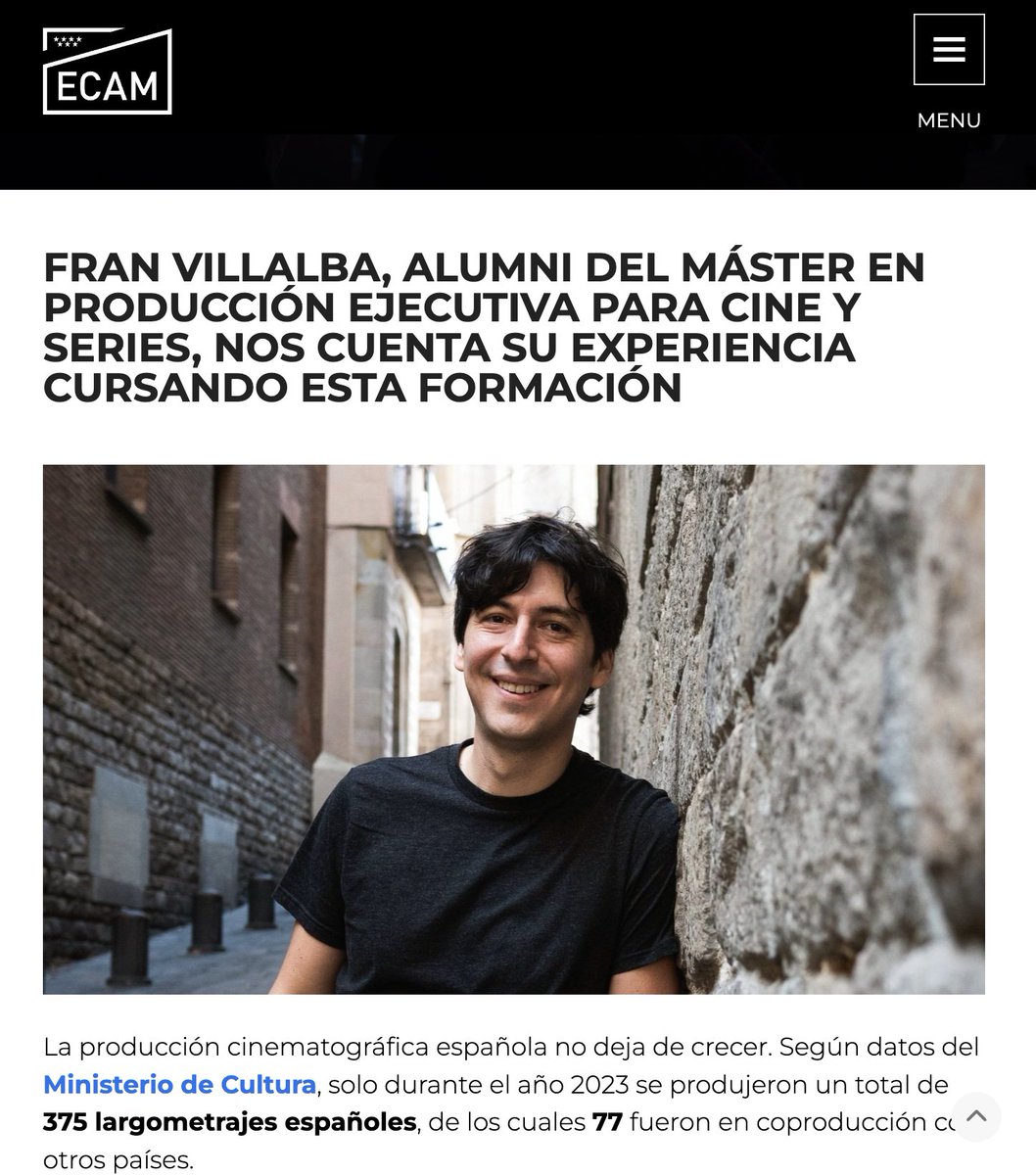 Gracias <a href="/ECAM_/">ECAM</a> por la nota 📽️
ecam.es/fran-villalba-…