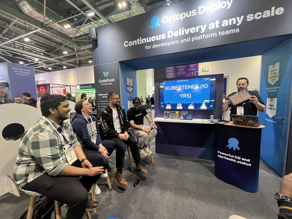 codefresh's tweet image. So much fun playing Jeopardy at our booth! Our contestants crushed it! 👏🏼
Congrats to our winner!