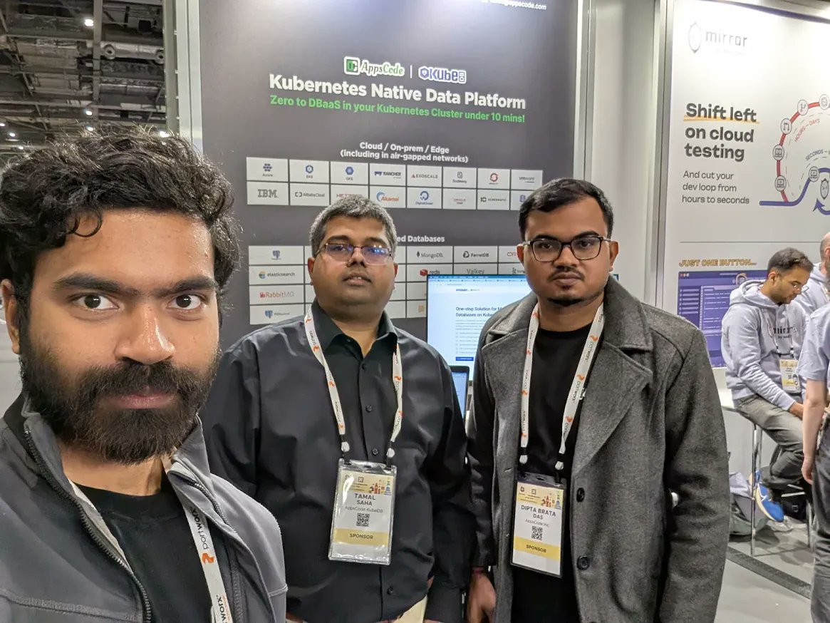 AppsCodeHQ's tweet image. Day 2 at #KubeConEU, and the energy is amazing! 🚀 We're having great chats about managed databases & KubeDB—love seeing so many curious minds!
Swing by booth #S542 for a chat & some exciting goodies! 🎁
#AppsCode #KubeDB #Kubernetes