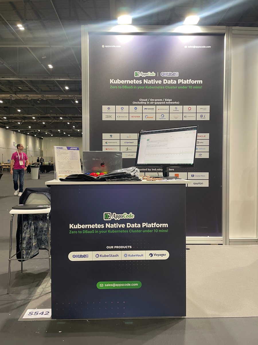 AppsCodeHQ's tweet image. Day 2 at #KubeConEU, and the energy is amazing! 🚀 We're having great chats about managed databases & KubeDB—love seeing so many curious minds!
Swing by booth #S542 for a chat & some exciting goodies! 🎁
#AppsCode #KubeDB #Kubernetes