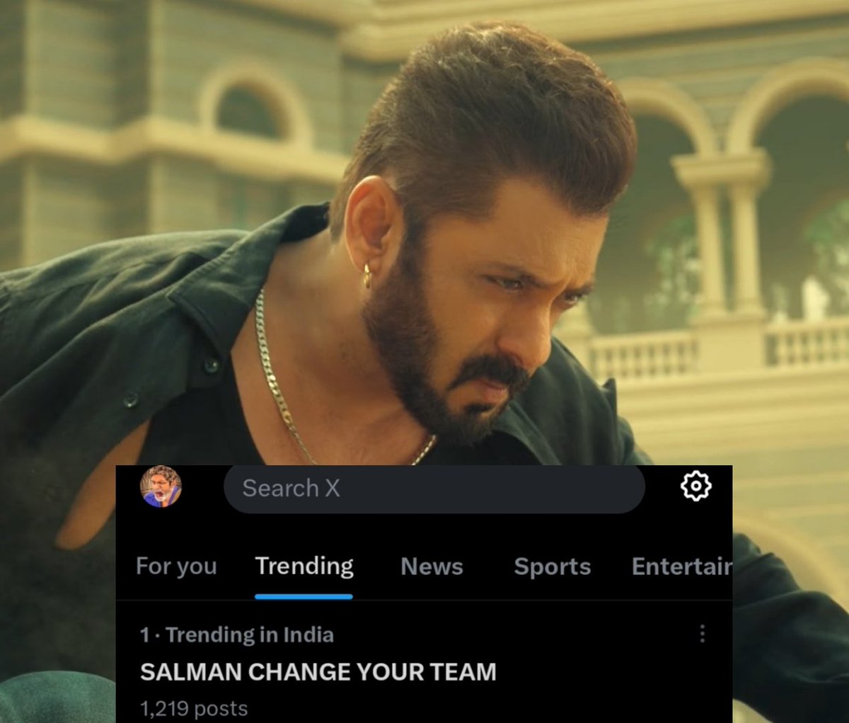 SALMAN CHANGE YOUR TEAM is Trending at top Nation wide.. that too in less than 10 minutes!!

The real power of United #SalmanKhan Fans 🔥