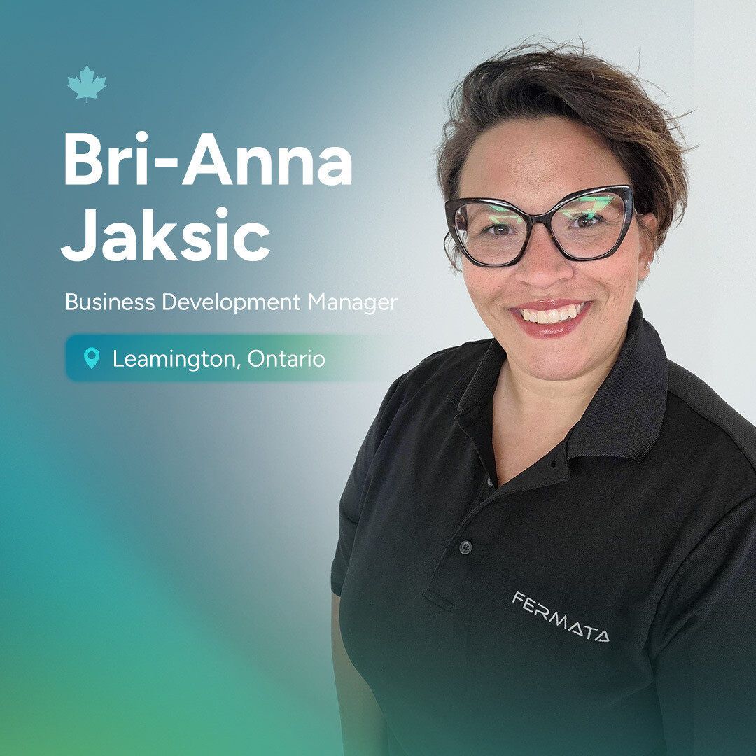 FermataTech's tweet image. Fermata&apos;s team is growing to support the increasing demand for Croptimus™ in Canada! Based in the heart of greenhouse country in Leamington, Ontario, Bri-Anna Jaksic is a veteran of the horticulture industry, having worked with Sun Parlour as a Technical Sales Representative, as…