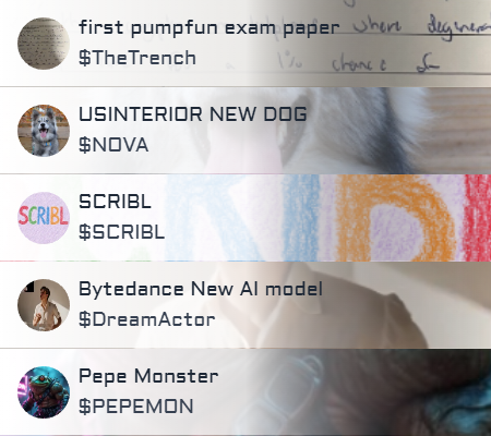 solana_gemz's tweet photo. π Top 5 trending coins on #solana in the last hour https://t.co/x6GTrhVa77 β¬
οΈ Join Tg
#firstpumpfunexampaper $TheTrench #TheTrench #USINTERIORNEWDOG $NOVA #NOVA #SCRIBL $SCRIBL #BytedanceNewAImodel $DreamActor #DreamActor #PepeMonster $PEPEMON #PEPEMON https://t.co/DooMJn3d8b