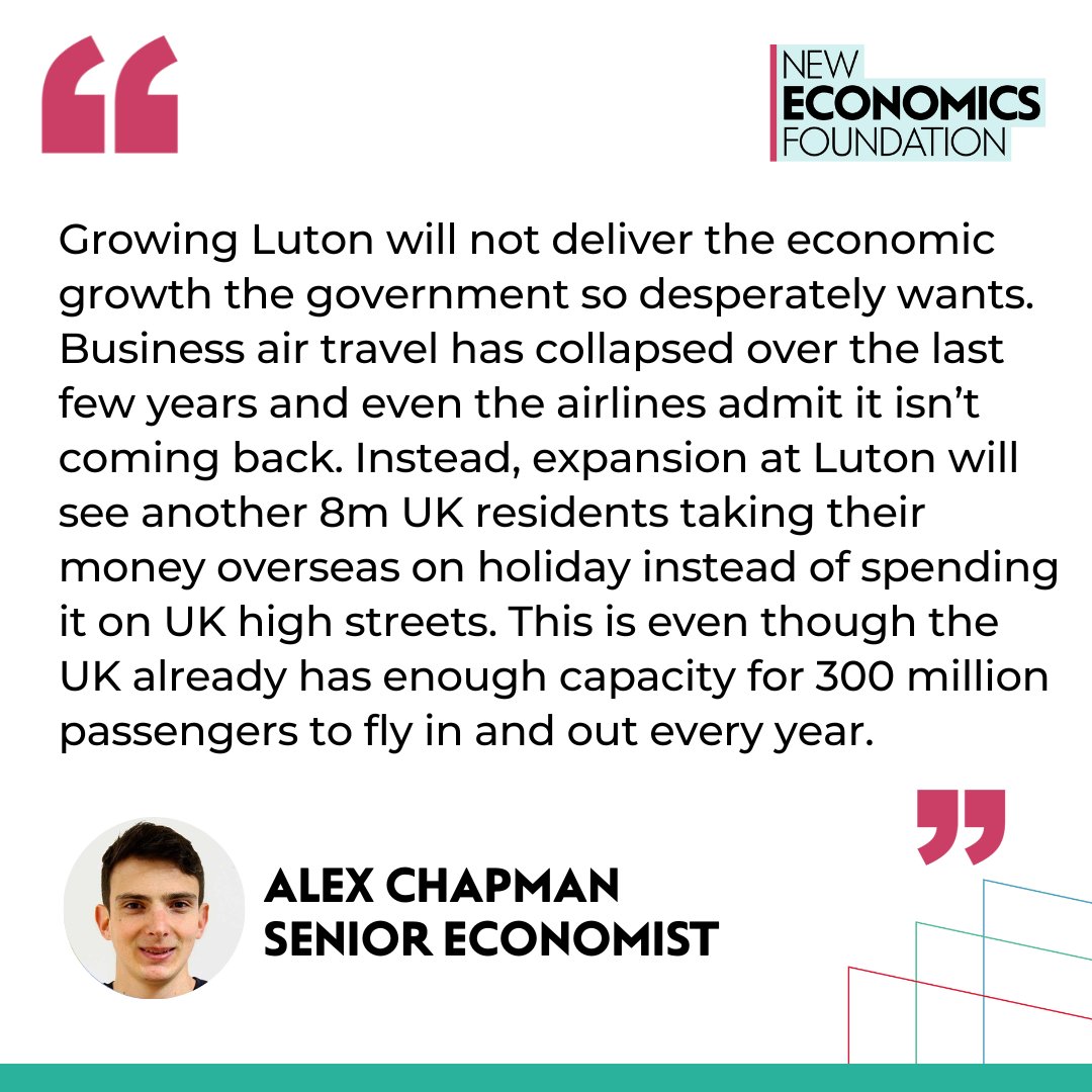 🚨The government has given Luton airport approval to expand. 

This is despite the fact that it will do very little to boost economic growth and will be devastating for our climate goals. Alex Chapman responds.