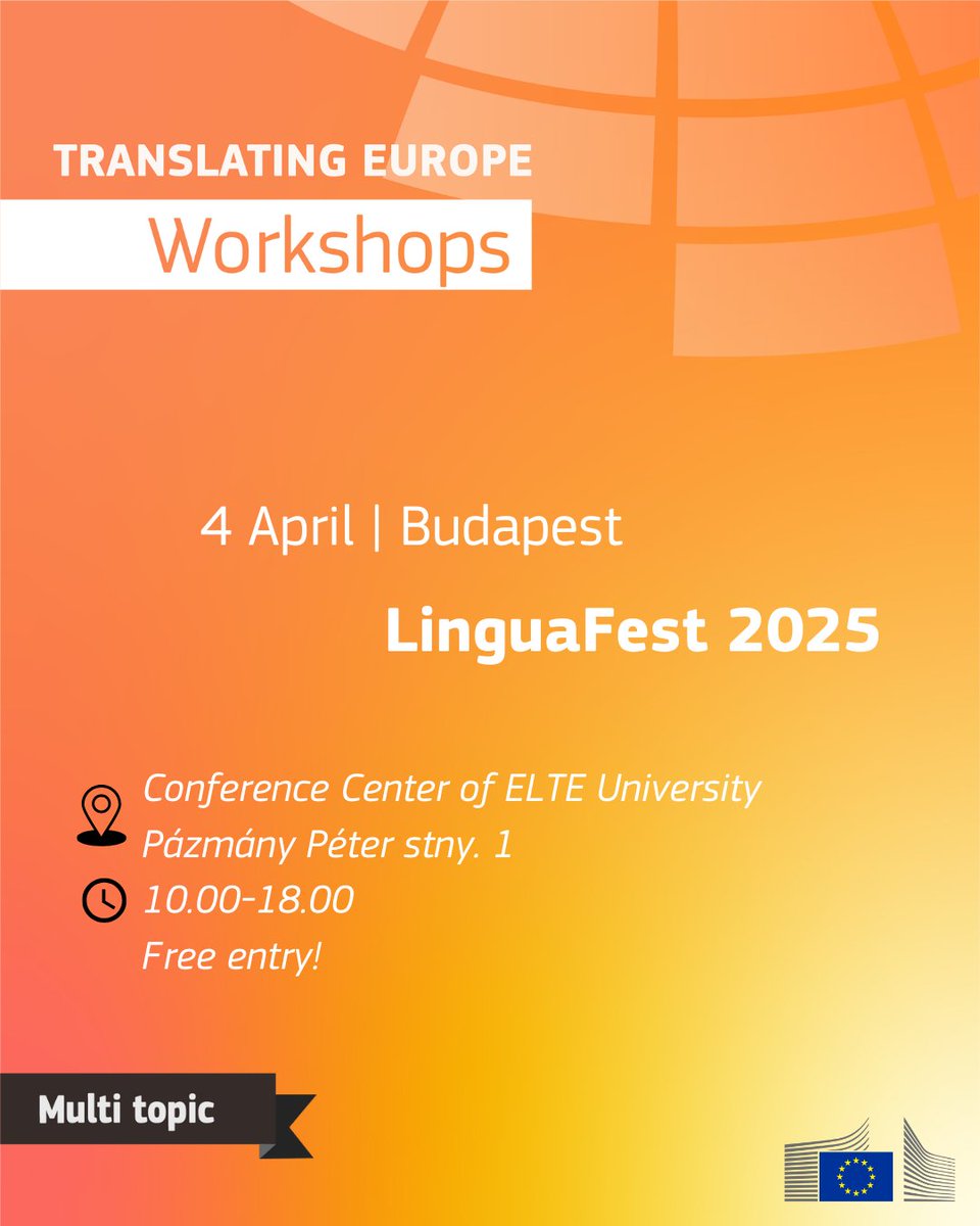 Translating for Europe (@translatores) on Twitter photo Curious about the newest trends in language learning?
Join us for the LinguaFest language fair in Budapest to find the answers to all your language-related questions.
#TranslatingEurope #xl8 <a href="/EC_Budapest/">Európai Bizottság 🇪🇺</a> Curious about the newest trends in language learning?
Join us for the LinguaFest language fair in Budapest to find the answers to all your language-related questions.
#TranslatingEurope #xl8 <a href="/EC_Budapest/">Európai Bizottság 🇪🇺</a>