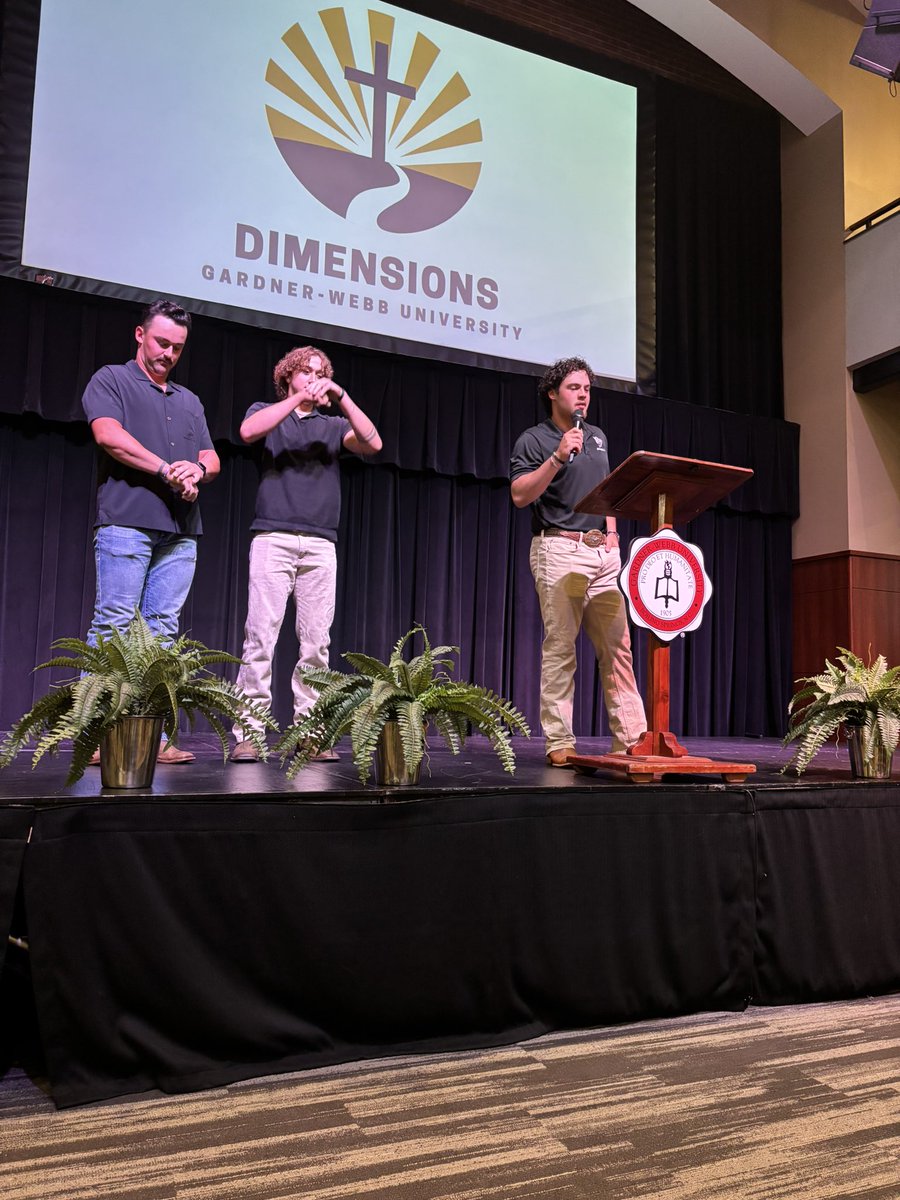 GWUBaseball's tweet photo. Merik Carter, Drew Ripepi, and Garrett Macias sharing to the student body about their experiences during our missions trip to the Dominican Republic 🇩🇴

#skodawgs https://t.co/tv1SVgXLU4