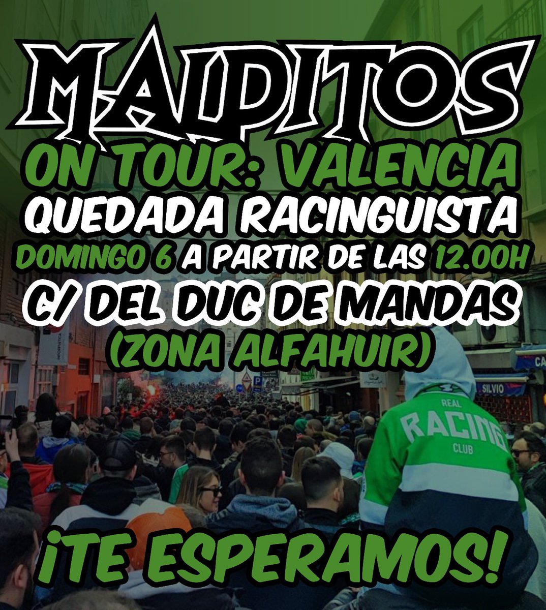 Quedada Racinguista en Valencia

📍C/ Del Duc de Mandas (Zona Alfahuir) 

A partir de las 12:00h 

¡Os esperamos!