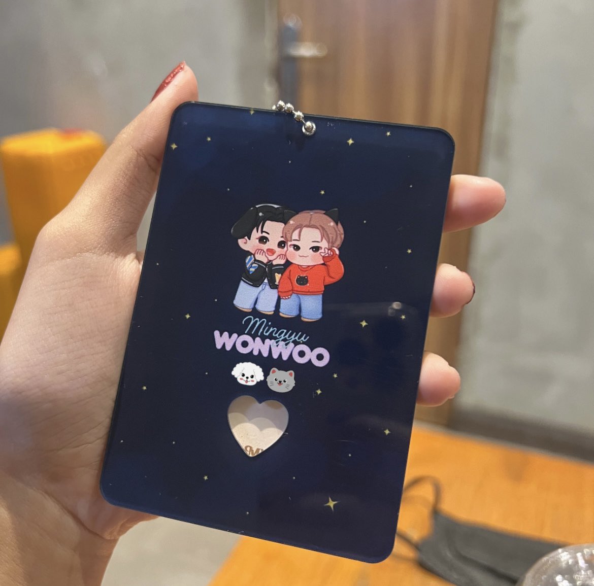 kittwwon's tweet image. card holder and keychain preview: (note that there are changes on the font, final design on poster) standee &amp;amp; mini charm preview menyusul