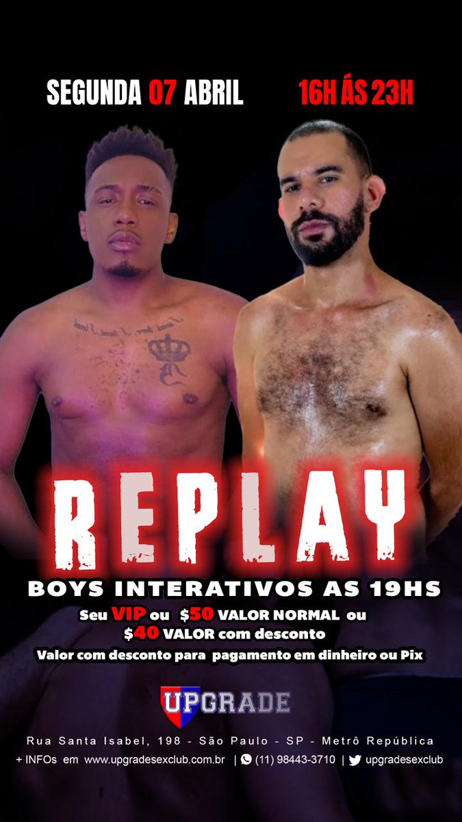 Upgrade Sex Club (@upgradesxclub) on Twitter photo O mês começou e preparamos as festas mais fodas e deliciosas para vcs.
Sex: MEGA PAULADA
Sab: A MEIA LUZ
Dom: XXL + FORTE
Seg: REPLAY
<a href="/GabrielPaxxeco/">Gabriel Paxxeco</a> <a href="/DOTADUSXXX/">MIKE OLLIVER⚡️Thor</a> <a href="/PaulaoPowerofc1/">PAULÃO POWER</a> <a href="/boyVicttor/">VICTTOR</a> <a href="/RogeriodotaduSp/">mascaradodotadusp</a> <a href="/doodopitbul/">D O D O • P I T B U L</a> <a href="/BobWillian_/">Bob Willian 9️⃣0️⃣k</a> <a href="/rohcamillo/">Roh camillo Oficial</a>
upgradesexclub.com.br O mês começou e preparamos as festas mais fodas e deliciosas para vcs.
Sex: MEGA PAULADA
Sab: A MEIA LUZ
Dom: XXL + FORTE
Seg: REPLAY
<a href="/GabrielPaxxeco/">Gabriel Paxxeco</a> <a href="/DOTADUSXXX/">MIKE OLLIVER⚡️Thor</a> <a href="/PaulaoPowerofc1/">PAULÃO POWER</a> <a href="/boyVicttor/">VICTTOR</a> <a href="/RogeriodotaduSp/">mascaradodotadusp</a> <a href="/doodopitbul/">D O D O • P I T B U L</a> <a href="/BobWillian_/">Bob Willian 9️⃣0️⃣k</a> <a href="/rohcamillo/">Roh camillo Oficial</a>
upgradesexclub.com.br