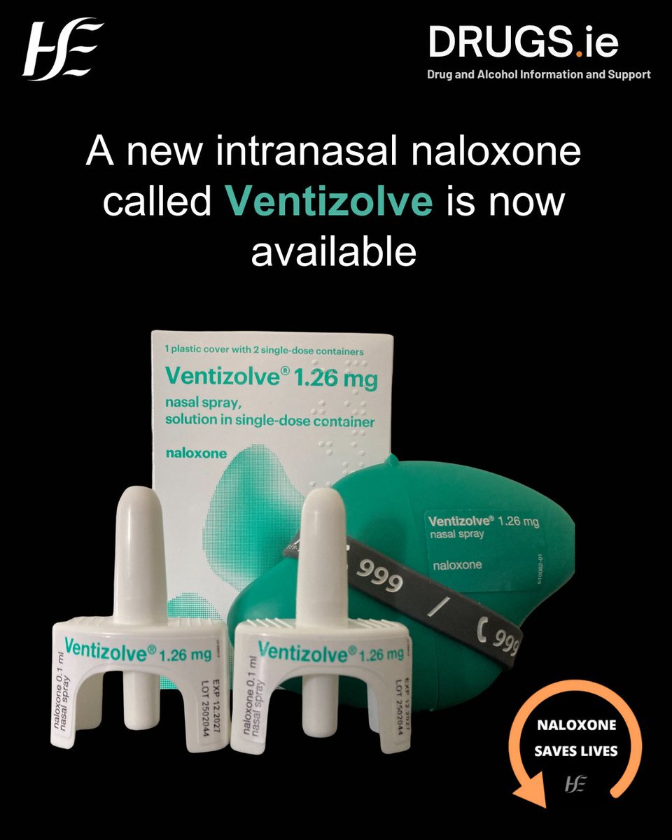 We’re happy to share that Ventizolve™ (an intranasal naloxone) is now available in Ireland alongside Nyxoid™ and Prenoxad™.

For information about naloxone visit: 
drugs.ie/resources/nalo…

Demonstration videos available: drugs.ie/demonstration_…