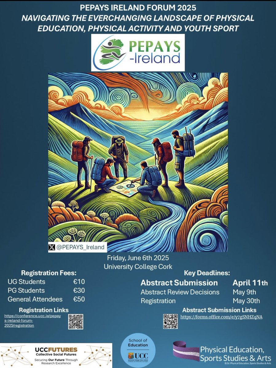 Dr. Wesley O'Brien (@wesleyob1) on Twitter photo 📝 Abstract submissions due the 11th April for the 2025 <a href="/PEPAYS_Ireland/">PEPAYS Ireland</a> Forum. We look forward to hosting this annual event <a href="/UCC/">UCC Ireland</a> on the 6th June to discuss all things Physical Education, Physical Activity and Youth Sport🚨Get your abstract in at: forms.office.com/pages/response… 📝 Abstract submissions due the 11th April for the 2025 <a href="/PEPAYS_Ireland/">PEPAYS Ireland</a> Forum. We look forward to hosting this annual event <a href="/UCC/">UCC Ireland</a> on the 6th June to discuss all things Physical Education, Physical Activity and Youth Sport🚨Get your abstract in at: forms.office.com/pages/response…