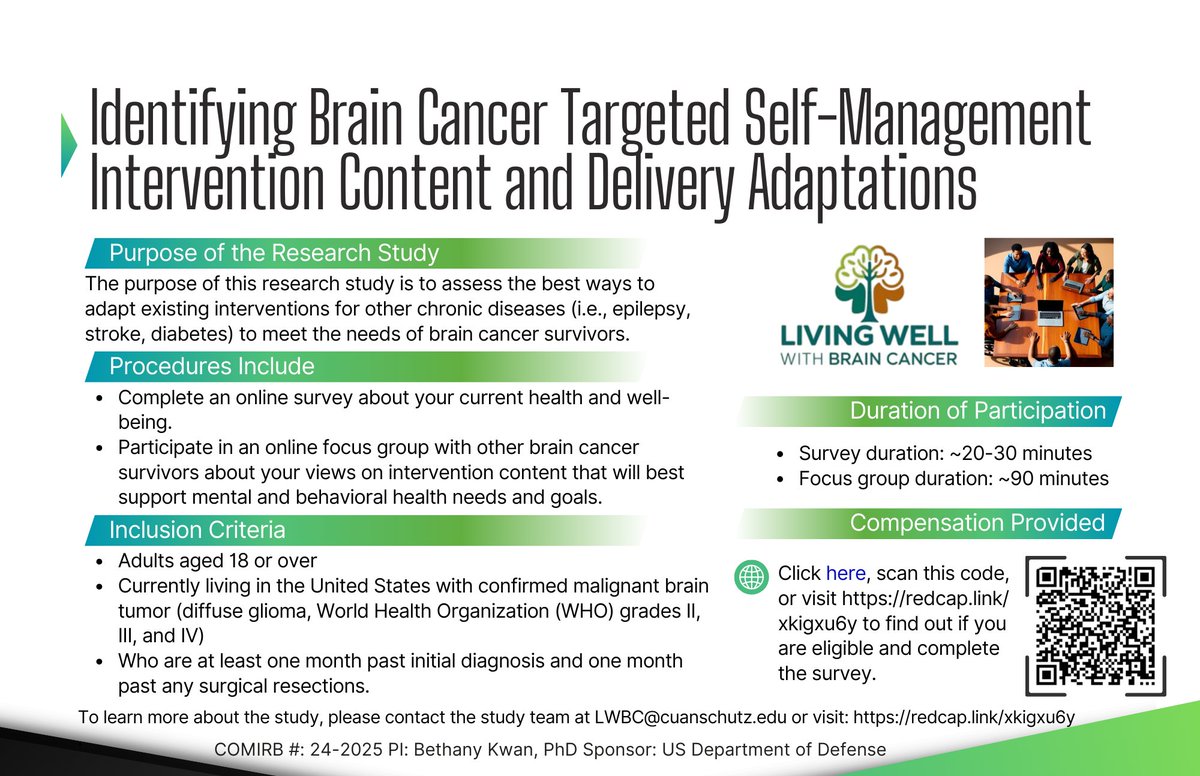 Bethany Kwan, PhD, MSPH (@bethanykwan) on Twitter photo Our team at the <a href="/CUAnschutz/">CU Anschutz Medical Campus</a> & Case Western Reserve University, in partnership with the <a href="/gliomaregistry/">Low Grade Glioma Registry</a> Research Advisory Council is recruiting for a focus group study to design a new program for people living with #glioma brain tumors. #btsm redcap.link/xkigxu6y Our team at the <a href="/CUAnschutz/">CU Anschutz Medical Campus</a> & Case Western Reserve University, in partnership with the <a href="/gliomaregistry/">Low Grade Glioma Registry</a> Research Advisory Council is recruiting for a focus group study to design a new program for people living with #glioma brain tumors. #btsm redcap.link/xkigxu6y