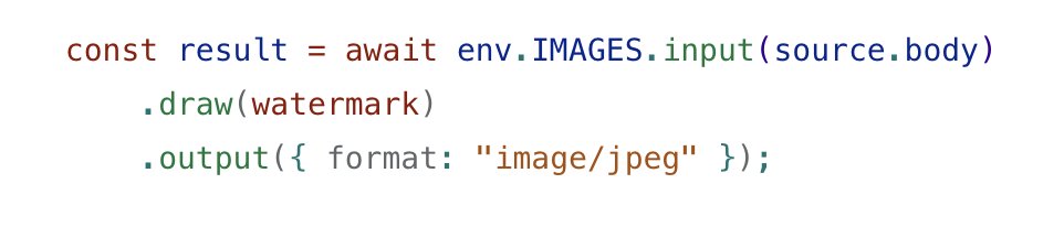 ritakozlov_'s tweet image. 🎉 pre-developer week present: you can now access the @cloudflare images features and transformations through env.IMAGES in workers:
→ transform() for resizing
→ draw() for watermarks / overlays
→ output() for transcoding
→ info() for metadata
details 👇
