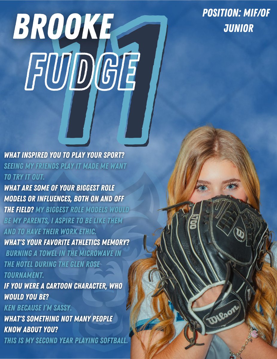 Meet Brooke Fudge! This is Brooke's first year on varsity and we are blessed to have her!!!