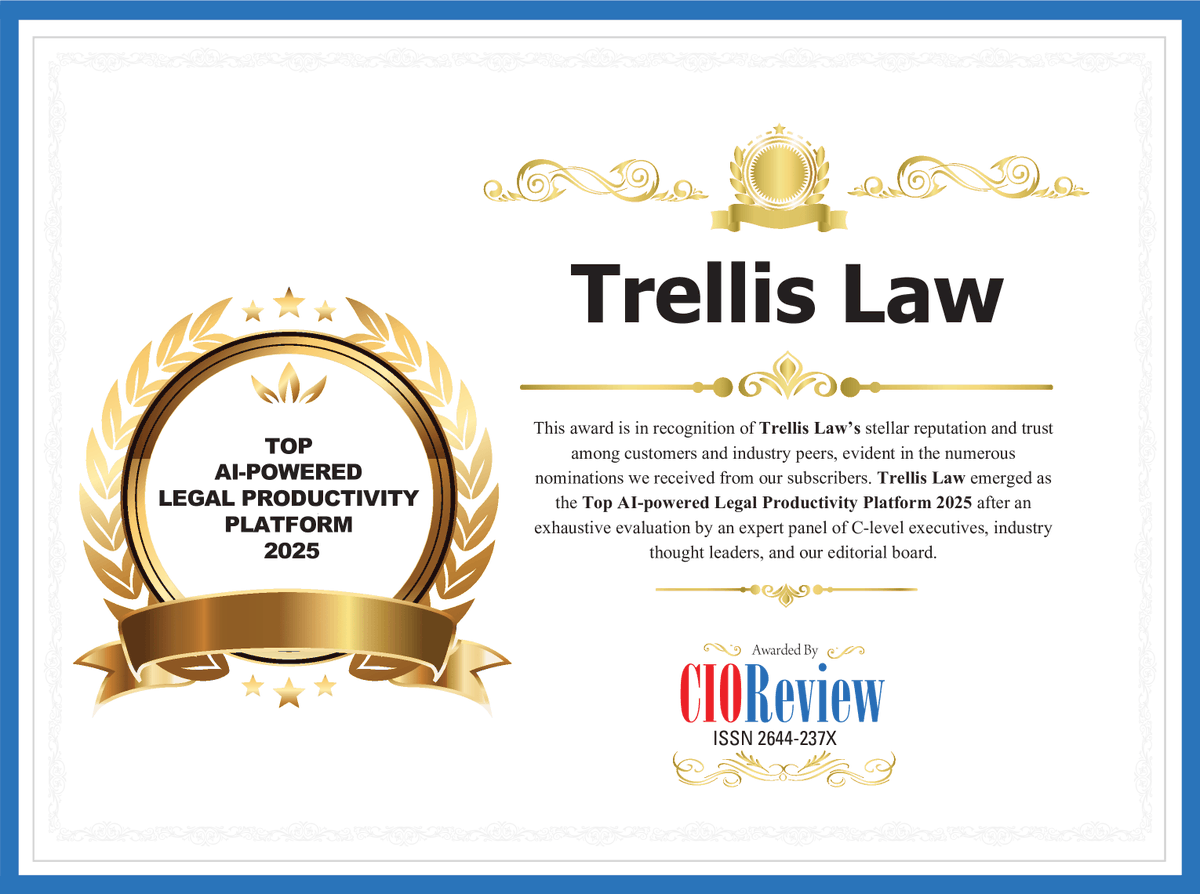 Trellis (@trellis_law) on Twitter photo 🎉🏆 Honored to share #TrellisAI was recently named Top AI-Powered Legal Productivity Platform 2025 by the <a href="/CIOApplications/">CIO Applications</a> #Legal Community!!
🔥Explore TrellisAI: tinyurl.com/3n34m4dj
#LegalTech #AI #Litigation #AIinLaw #LegalInnovation #LegalProductivity #Award #TrellisLaw 🎉🏆 Honored to share #TrellisAI was recently named Top AI-Powered Legal Productivity Platform 2025 by the <a href="/CIOApplications/">CIO Applications</a> #Legal Community!!
🔥Explore TrellisAI: tinyurl.com/3n34m4dj
#LegalTech #AI #Litigation #AIinLaw #LegalInnovation #LegalProductivity #Award #TrellisLaw