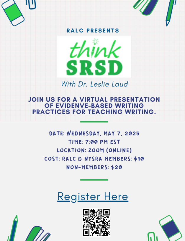 Please join us for an evening with Dr. Leslie Laud.  Register here nysreading.org/event-5818145