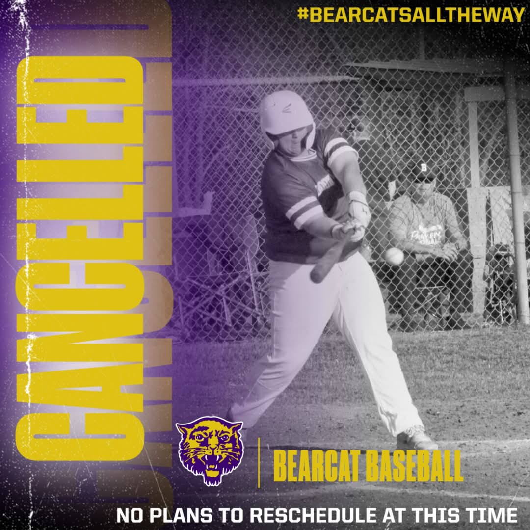 Todays game with Ozark has been canceled due to rain. We are looking at potential dates for a makeup, but nothing planned as of now. 
#bearcatsalltheway