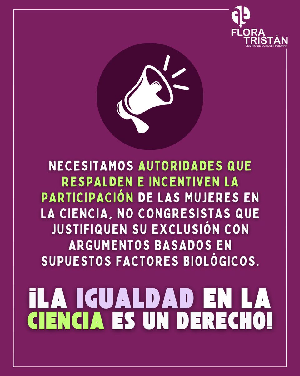 #MujeresEnLaCiencia 🟣 | Las mujeres peruanas conforman el 33.36% del total de investigadores científicos registrados en el país 🇵🇪
📣¡Por más mujeres en la ciencia y en todos los campos del conocimiento!
