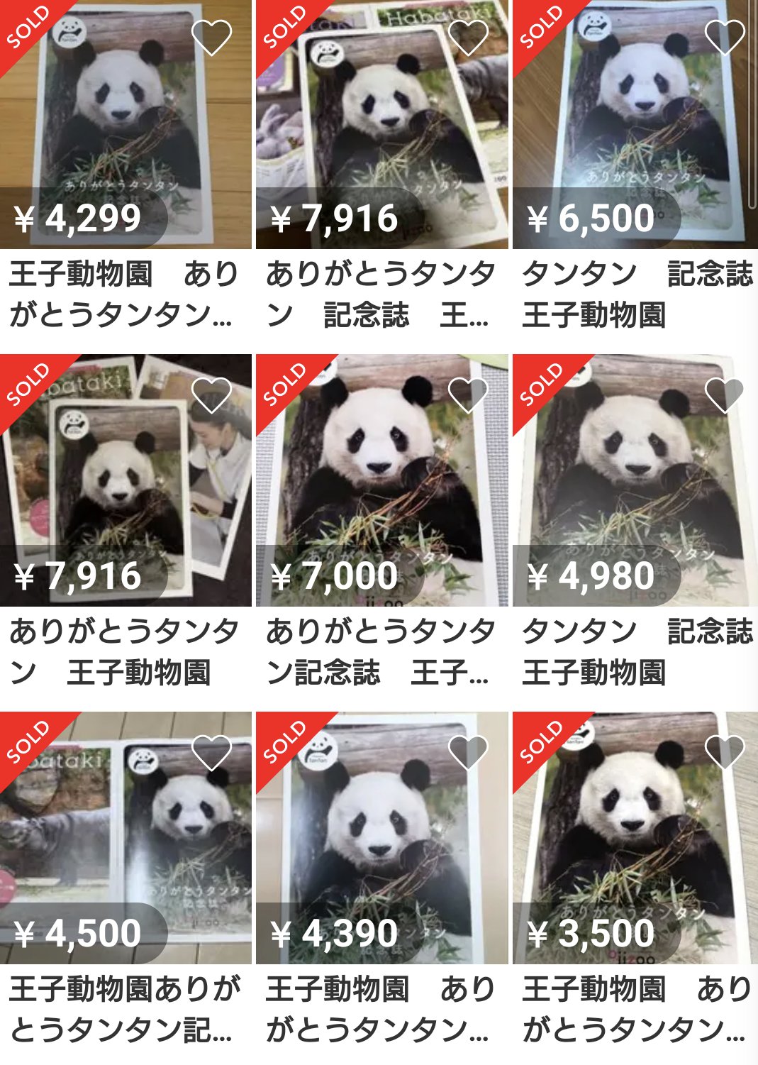 ありがとうタンタン 記念誌 王子動物園 （ありがとう タンタン