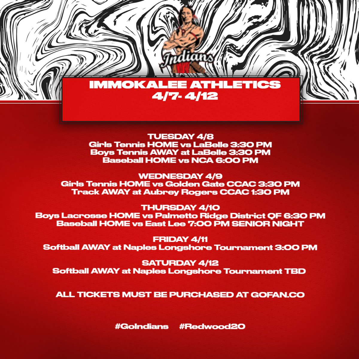 IHS Athletics for next week!