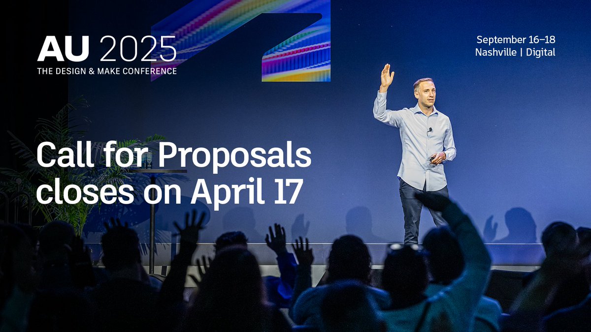 autodesku's tweet image. โณ The countdown is on! Only two weeks left to submit your proposals for #AU2025.
๐ค Don't miss the opportunity to share your expertise with the AU community in Nashville and inspire the future of Design and Make. Get started today ๐ autode.sk/4kGzl92