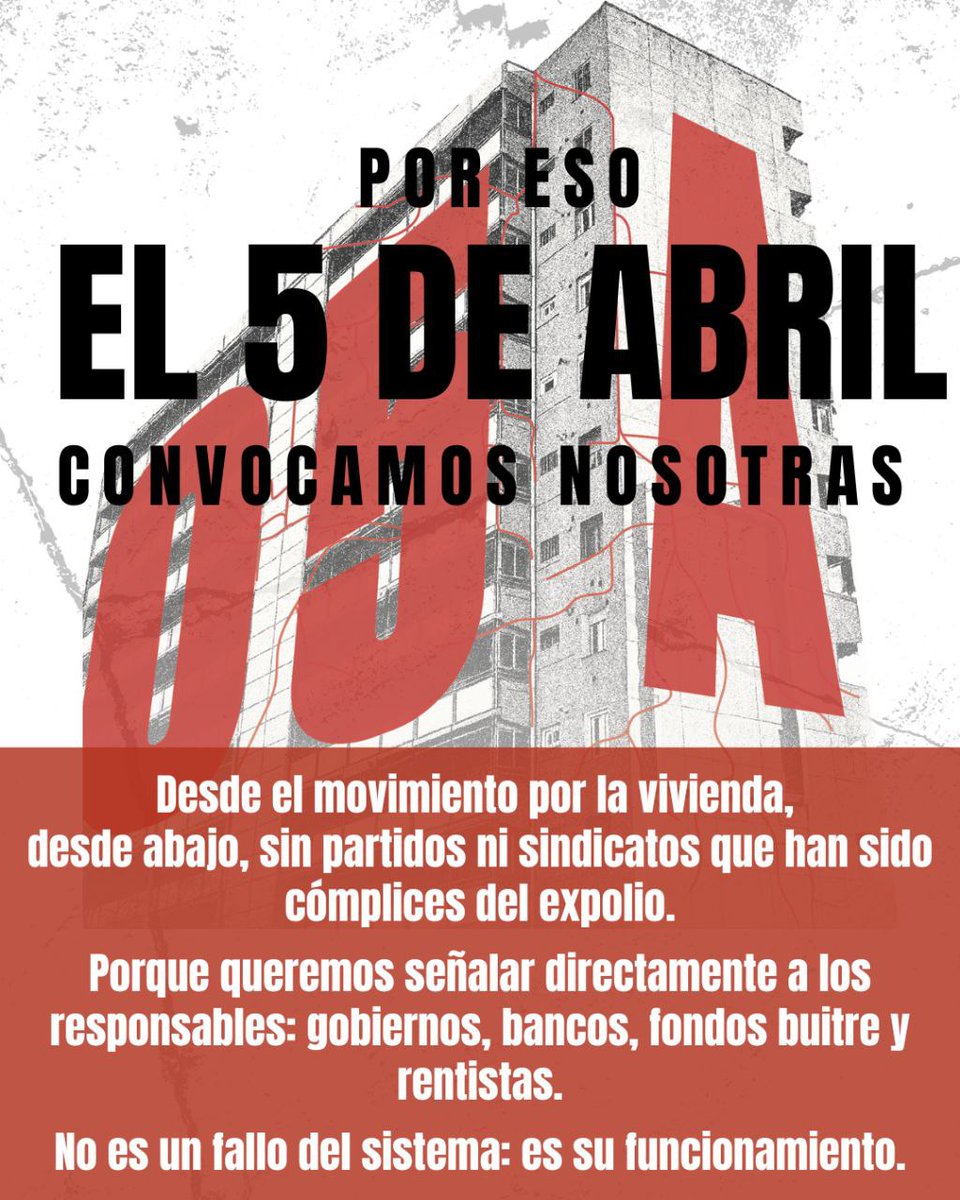 Este sábado salimos a la calle contra el rentismo y sus lacayos.

¡¡Acabemos con el negocio de la vivienda!!

x.com/CCOO/status/19…