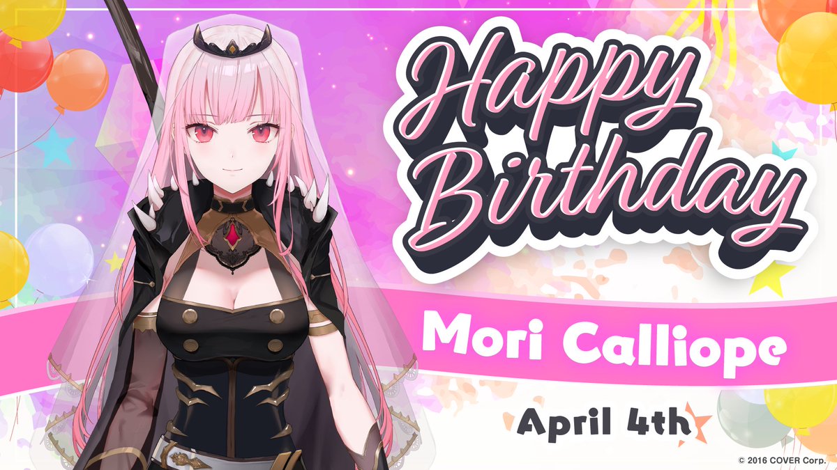 Happy Birthday to that special shinigami from hololive English -Myth-! ... Aw, dad! 

Wishing <a href="/moricalliope/">Mori Calliope💀holoEN</a> a very killer birthday today! 💀🎂
