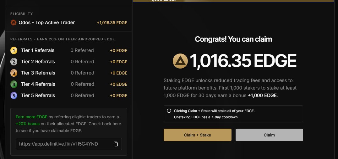 ADETWeb3's tweet image. Definitive $EDGE is now LIVE.

Link: claim.definitlve.fi

CA: 0xED6E000dEF95780fb89734c07EE2ce9F6dcAf110 on @Base

$EDGE is available for trading on @krakenfx, @Gate_io, @AerodromeFi and Definitive, with more exchanges coming online.

CLAIM YOUR AIRDROP (over 124K addresses…