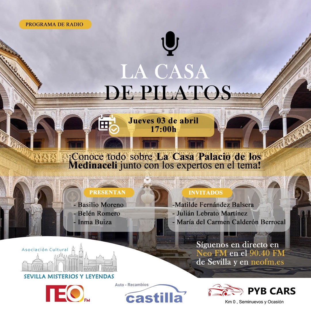 📢 Este jueves a las 17h en Neo FM (90.4 FM) hablamos de La Casa de Pilatos, un palacio lleno de historia y tradición. Con grandes invitados y muchas curiosidades.

🎤 Presentan: Basilio Moreno, Belén Romero e Inma Buiza.

¡No te lo pierdas! 🔥 #Sevilla #Historia