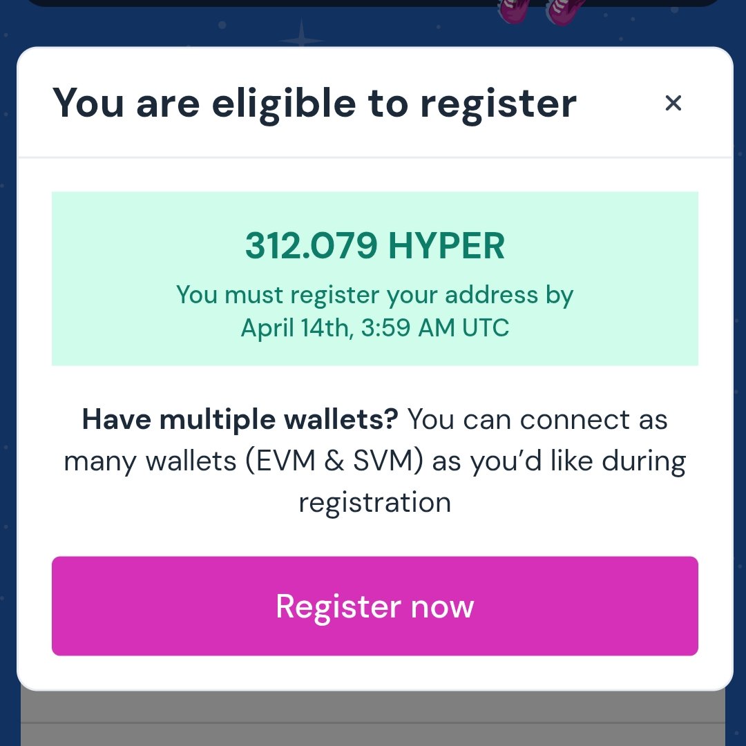 CryptoTelugu (@cryptohindio) on Twitter photo 💥 <a href="/hyperlane/">Hyperlane ⏩</a> Airdrop checker is live
⚠️Pre register before 14April, if not u will miss ur allocation
🔗claim.hyperlane.foundation
✅Register
📸Post ur screenshot
🪙Total supply - 1B
🪙TGE supply - 177M
🪙TGE Airdrop - 75M
📅TGE - 20 April
📅Claim end - 5May
💙Like
🔁RT 💥 <a href="/hyperlane/">Hyperlane ⏩</a> Airdrop checker is live
⚠️Pre register before 14April, if not u will miss ur allocation
🔗claim.hyperlane.foundation
✅Register
📸Post ur screenshot
🪙Total supply - 1B
🪙TGE supply - 177M
🪙TGE Airdrop - 75M
📅TGE - 20 April
📅Claim end - 5May
💙Like
🔁RT