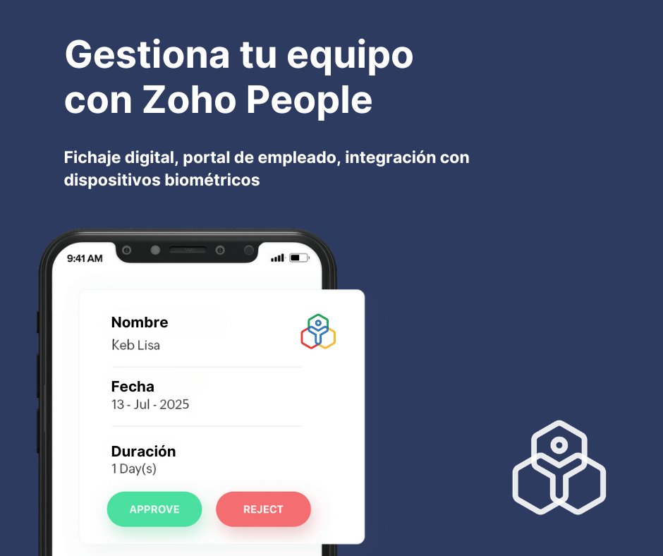 📌 Registro de #fichajedigital, solicitud de vacaciones y permisos en un solo clic.

Con #ZohoPeople, gestiona todo desde una única plataforma y cumple con la normativa de fichaje digital. Fácil, rápido y sin complicaciones  zurl.co/3AyRG