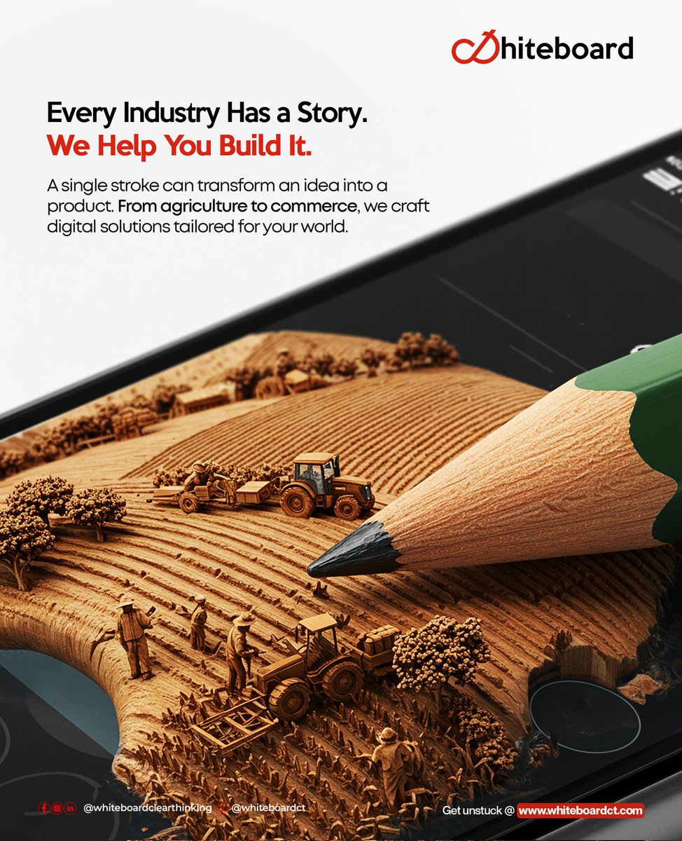 whiteboardct's tweet image. From the first spark of an idea to a fully realized digital product, we shape solutions that redefine possibilities. 

From Agriculture, commerce, tech—whatever idea, we build for it. 

One stroke, endless impact.

#ClearThinking 
#MasterStrategy 
#WhiteboardEffect 
#BuiltToLead