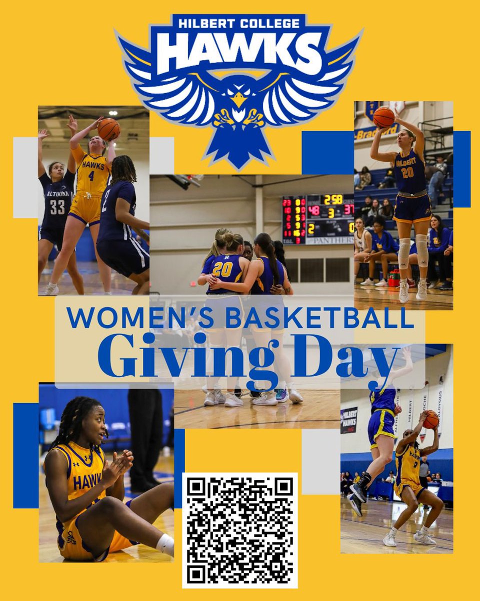 It’s 2025 giving day! Thanks to your donations and unwavering support Hilbert Women’s Basketball has had a year to remember! Your generous support will not only aid our goal of proving a memorable student athlete experience but our ability to spread our hawk pride. GO HAWKS !