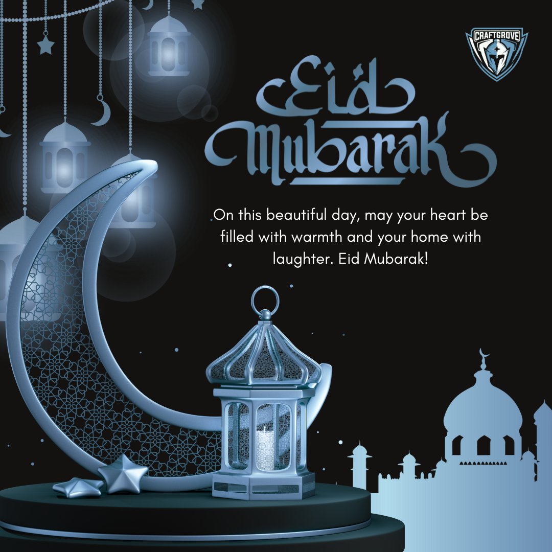 CraftGroveGG's tweet photo. "Eid Mubarak!  كل عام وأنتم بخير، أعاده الله علينا وعليكم بالخير واليمن والبركات."
(Eid Mubarak! Wishing you all a blessed Eid filled with happiness and prosperity.) https://t.co/ledojN9m7i