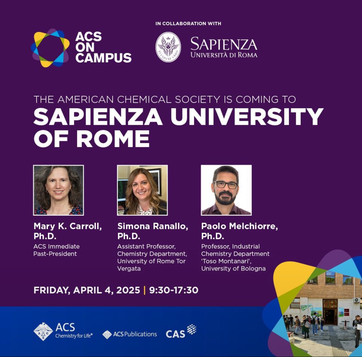 Simona_Ranallo's tweet image. Join us tomorrow at @SapienzaRoma @Wellchem_S for the @ACSonC event! Exciting science and scientific exchange!
@ACSPublications