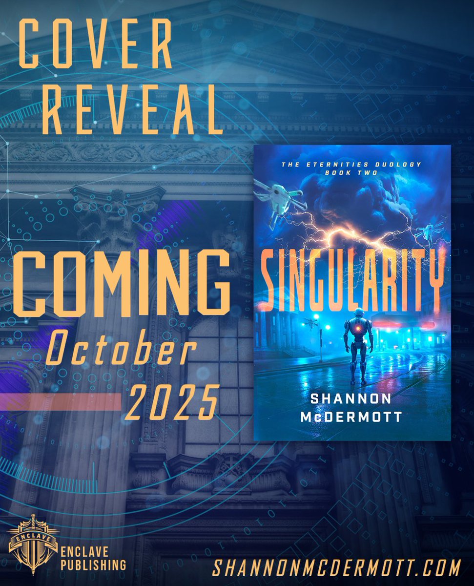 C O V E R  R E V E A L!! Check out the cover for Singularity, the second book in the Eternities Duology by Shannon McDermott 🤩

Machines in rebellion, humanity on the brink...

#CoverReveal #ScienceFiction

enclavepublishingstore.com/singularity-hb