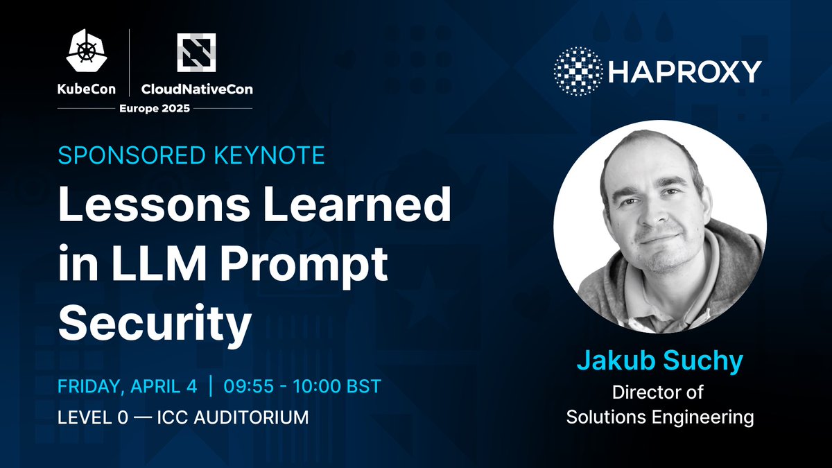 timbertrand (@timbertrand) on Twitter photo Securing AI isn’t about applying old solutions to new problems. At #KubeCon tomorrow, Jakub Suchy's keynote will cover HAProxy’s intriguing new approach, using load balancers at the edge to secure AI workloads.
<a href="/HAProxy/">HAProxy Technologies</a>
#HAProxy Securing AI isn’t about applying old solutions to new problems. At #KubeCon tomorrow, Jakub Suchy's keynote will cover HAProxy’s intriguing new approach, using load balancers at the edge to secure AI workloads.
<a href="/HAProxy/">HAProxy Technologies</a>
#HAProxy