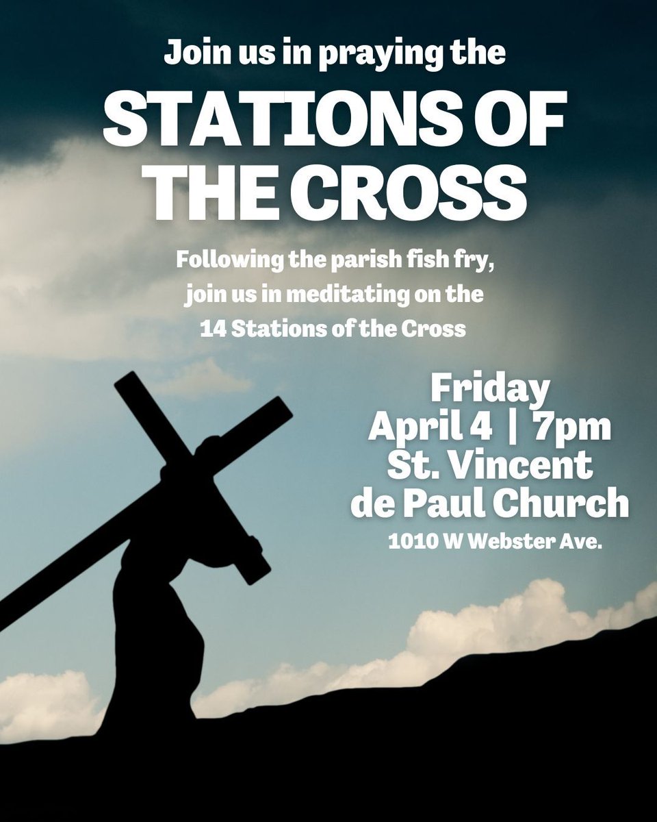 Our annual Lenten Fish Fry is tomorrow from 5:30-7:30pm! This event is FREE for all DePaul students with their ID and $15 for non-DePaul students.

We will have the Stations of the Cross following dinner at 7pm in the St. Vincent DePaul Church so be sure to join us for that too!