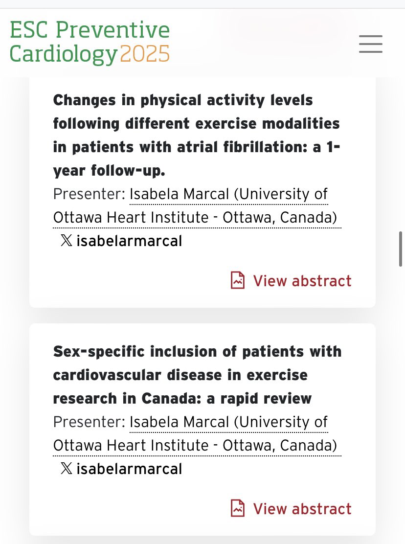 Isabela R Marçal (@isabelarmarcal) on Twitter photo Ciao from Milan! 🇮🇹 Excited to attend and present twice at #ESCPrev2025 this year. Stop by our posters tomorrow and let's connect about exercise & cardiac rehab! 🫀🏃♀️✨ Thanks so much for the support <a href="/CANTAPTALENT/">CAN TAP TALENT</a> & <a href="/UOHIResearch/">UOHI Research Services</a>
<a href="/DrJenniferReed/">Jennifer Reed</a> Ciao from Milan! 🇮🇹 Excited to attend and present twice at #ESCPrev2025 this year. Stop by our posters tomorrow and let's connect about exercise & cardiac rehab! 🫀🏃♀️✨ Thanks so much for the support <a href="/CANTAPTALENT/">CAN TAP TALENT</a> & <a href="/UOHIResearch/">UOHI Research Services</a>
<a href="/DrJenniferReed/">Jennifer Reed</a>