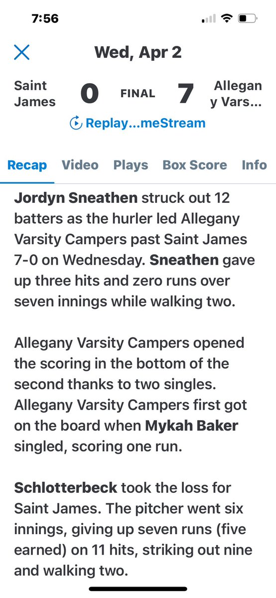 LeMae10's tweet photo. Had a great game yesterday again St. James. I pitched all 7 innings with 12 K’s, 2 walks, allowing 3 hits! I also had a single to center! @Tri16u @ondecksoftball @UncommittedUsa @IHartFastpitch @ExtraInningSB https://t.co/Gck9qQLfwf