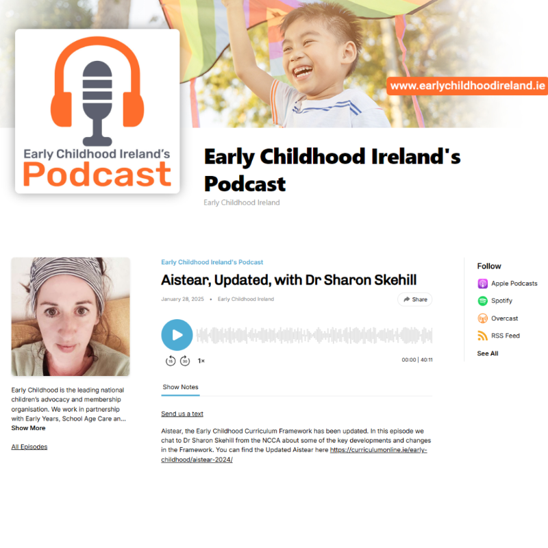Leadership for INClusion in the Early Years (@linc_programme) on Twitter photo In this episode of <a href="/EarlyChildhdIRL/">Early Childhood Ireland</a>’s Podcast, <a href="/sharon_skehill/">Dr Sharon Skehill</a> from the <a href="/NCCAie/">NCCA</a> dives into the latest updates and key changes in the Aistear Framework 🎓📚
🎧 Listen now: …hildhoodirelandpodcast.buzzsprout.com/1541473/episod…
📖 Explore the Updated Aistear (2024) here: curriculumonline.ie/early-childhoo… In this episode of <a href="/EarlyChildhdIRL/">Early Childhood Ireland</a>’s Podcast, <a href="/sharon_skehill/">Dr Sharon Skehill</a> from the <a href="/NCCAie/">NCCA</a> dives into the latest updates and key changes in the Aistear Framework 🎓📚
🎧 Listen now: …hildhoodirelandpodcast.buzzsprout.com/1541473/episod…
📖 Explore the Updated Aistear (2024) here: curriculumonline.ie/early-childhoo…
