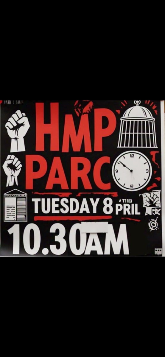 HMP PARC PROTEST TUESDAY 8TH APRIL 2025 10.30AM

32 DEAD, RIOTS, 10 OFFICER ARRESTED, INMATES SEXUALLY ASSAULTED, LIVES BROKEN
PLEASE SHARE COME AND JOIN US