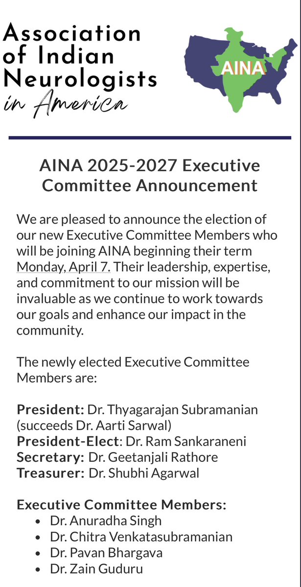 GuduruZain's tweet image. Excited to share! Got elected to the American Indian Neurologists Association (AINA) Board of Directors as an Executive Committee Member. @AANmember @NeuroUky @UK_HealthCare @IndianNeuroinUS