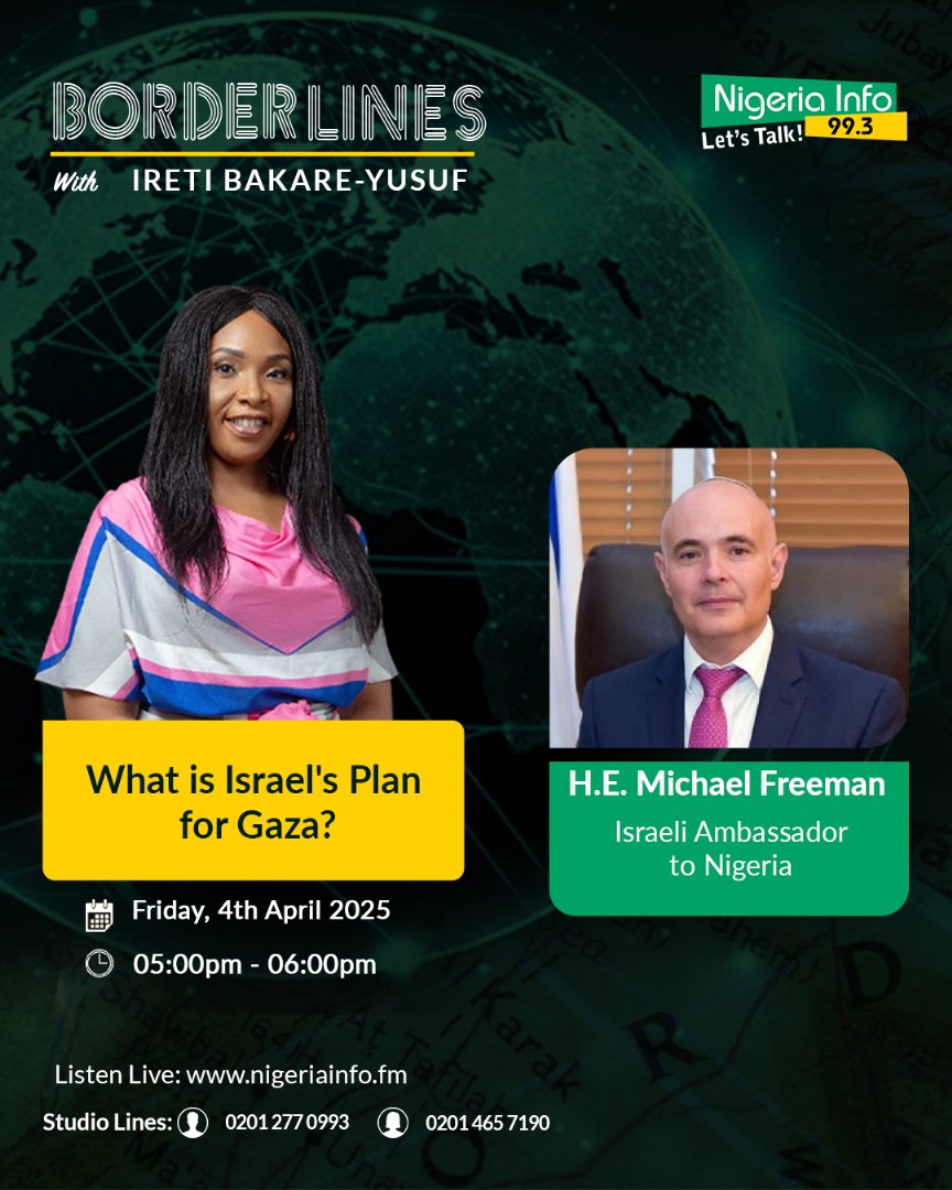 Nigeria Info FM 99.3 (@nigeriainfofm) on Twitter photo This Friday on #Borderlines
📌 Is Gaza’s future already decided? As the world debates Israel’s military actions, what is the long-term plan for Gaza? And as genocide on Palestinians continues, why is the world silent?
Join <a href="/sisiogelagos/">Ireti Bakare-Yusuf @NoMore234ng @purplewomen</a> for an unfiltered conversation with:
👉🏽 This Friday on #Borderlines
📌 Is Gaza’s future already decided? As the world debates Israel’s military actions, what is the long-term plan for Gaza? And as genocide on Palestinians continues, why is the world silent?
Join <a href="/sisiogelagos/">Ireti Bakare-Yusuf @NoMore234ng @purplewomen</a> for an unfiltered conversation with:
👉🏽