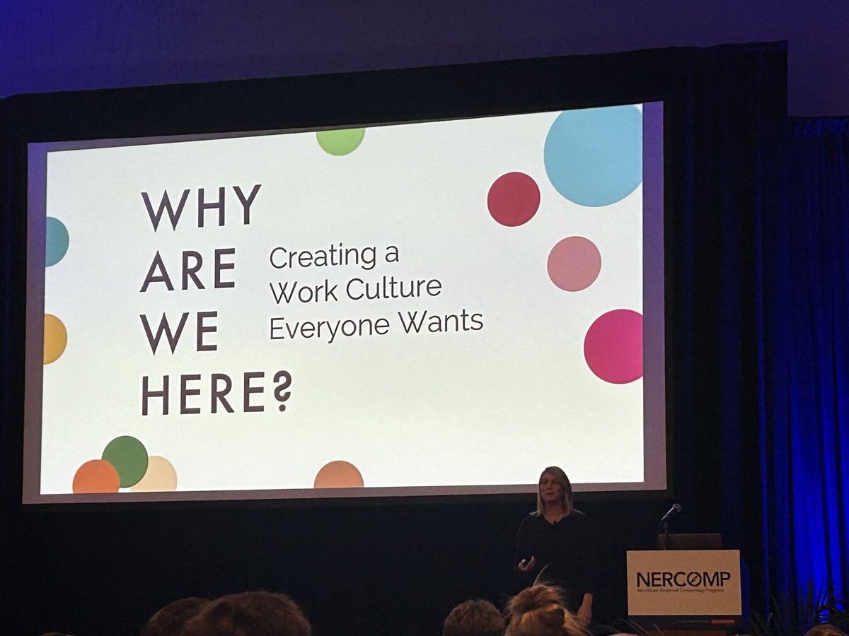 NERCOMP's tweet image. A big thank you to @JenniferMoss for a great keynote session at #NERCOMP25
Why Are We Here: Creating a Work Culture Everyone Wants

She shared such great information about burnout, polycrisis, compassion, and hope

How will you create belonging on your campus?