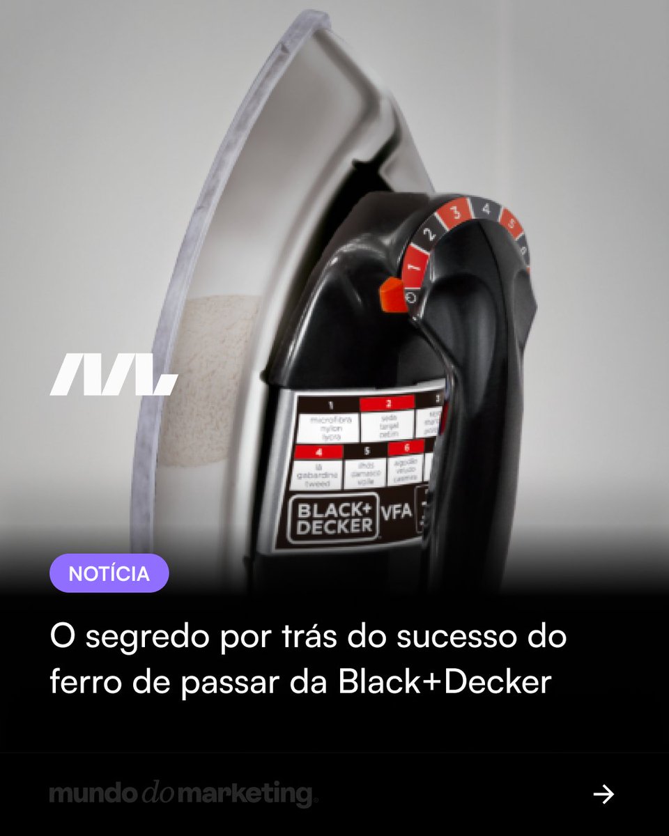 mundodmarketing's tweet photo. O clássico Ferro VFA1110 da Black+Decker segue firme há 68 anos! 💪🔥 Produzido no Brasil, une tradição e inovação para conquistar gerações. Você já usou?
Saiba mais: https://t.co/12RoKkyWYr
#mundodomarketing #blackdecker #marketingbrasil #branding https://t.co/vgfYQoVn7S