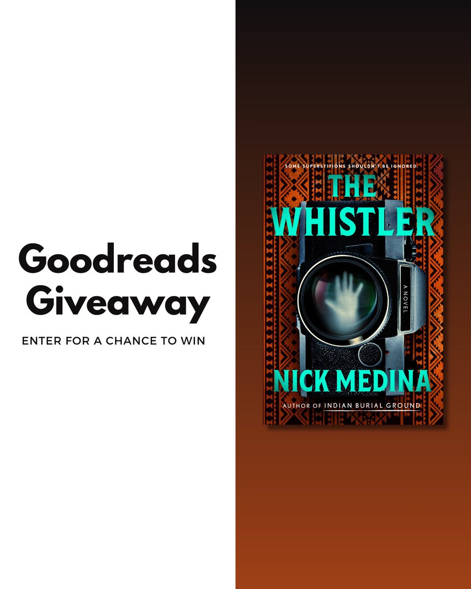 MedinaNick's tweet image. Wanna get your (ghostly) hands on an ARC of my new book, THE WHISTLER? Enter the @goodreads giveaway by 5/2/25 for your chance to win one of 10 ARCs from @BerkleyPub.
Enter: goodreads.com/giveaway/show/…
THE WHISTLER hits shelves 9/16/25.
Preorder 🙏: penguinrandomhouse.com/books/773236/t…