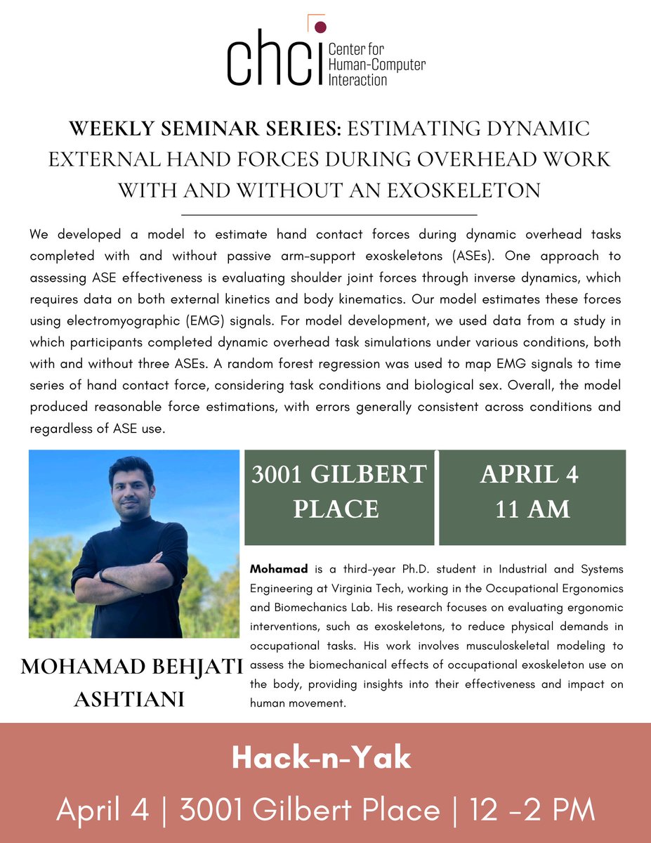 CHCI_VT's tweet image. Mohamad Behjati Ashtiani will present his research during the seminar this Friday. We hope you can join us!